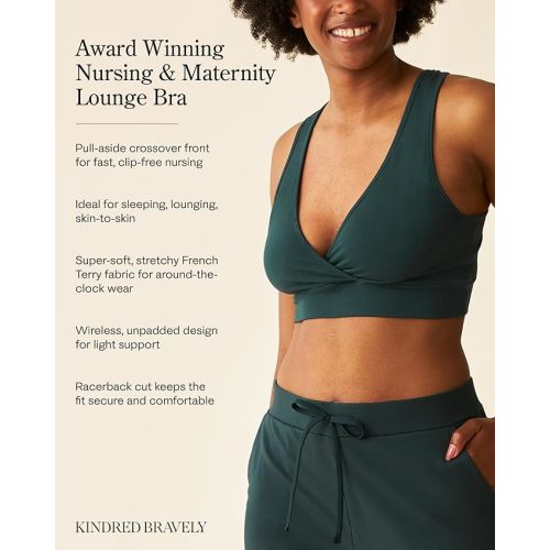 Kindred Bravely French Terry Nursing Bra for Breastfeeding and Sleep, Racerback Crossover, Soft and Stretchy Maternity Bra