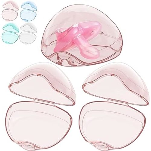 Smlpuame Pacifier Case,3 Pack BPA Free Pacifier Holder Case,Transparent Container Box for Baby Binky（Not Included),Essential Pacifier Accessories,Alway Keep Paci Clean,Easy to Clean(Pink)