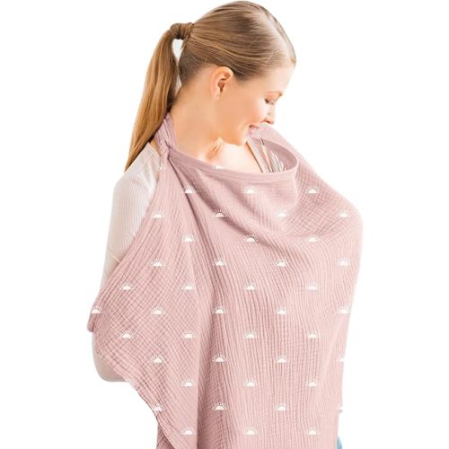 Konssy Muslin Nursing Cover Up for Breastfeeding with Rigid Hoop