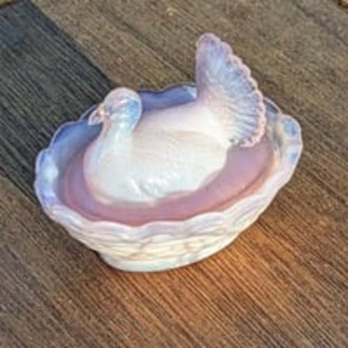 Boyd Crystal Art Glass Turkey Covered Salt Cellar Mirage