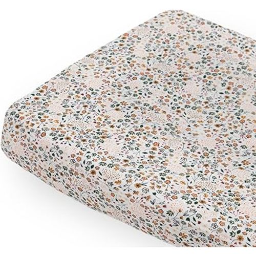 Little Unicorn Changing Pad Cover for Newborns & Infants | Soft & Breathable Muslin Fabric | Baby Diaper Changing Table Pad Cover (Pressed Petals)