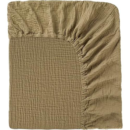 Muslin Crib Sheet – 100% Cotton Baby Fitted Sheet for Boys & Girls, Ultra Soft & Breathable, Snug Fit with 360° Elastic, Fits Standard Crib Mattress 28" x 52" & Toddler Beds.