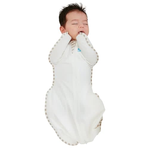Love to Dream Organic Swaddle, Baby Sleep Sack, Swaddle Up Self-Soothing Swaddles for Newborns, Get Longer Sleep, Snug Fit Helps Calm Startle Reflex, 1.0 Tog, 5-8.5lbs., Cream