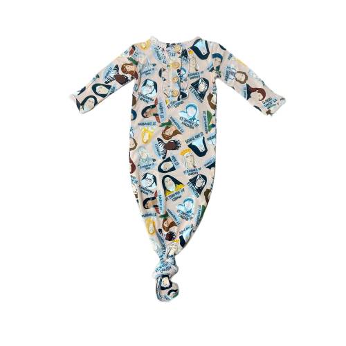 Catholic Saints Baby Knotted Gown: Bamboo Viscose Newborn Sleeper