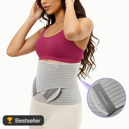 MOOIMOM Postpartum Belly Band, C-Section/Natural Recovery Binder, High Compression Ab Belt with Back Support, Bamboo Charcoal Fiber, Size XL