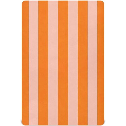 Baby Orange Pink Stripe Fitted Crib Sheet for Boys Girls,Toddler Bed Mattress Sheets,Crib Mattress Fitted Sheet 52 * 28 * 9in 2300870
