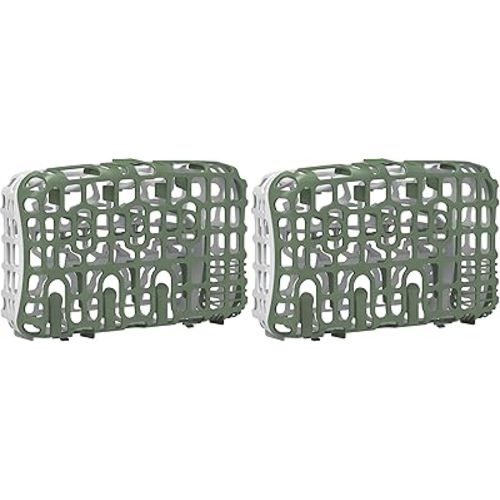 Dr. Brown's Dishwasher Basket for Small Baby Bottle Parts, Pacifiers, and Accessories, Clean, Store and Organize Newborn Essentials, BPA Free, Green (Pack of 2)