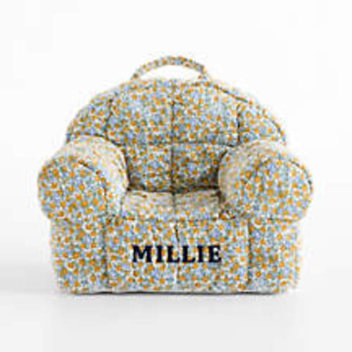 Large Savannah Yellow Floral Puffy Cotton Kids Lounge Nod Chair