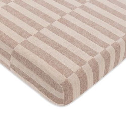 Babyletto Mini Crib Sheet in GOTS Certified Organic Muslin Cotton - Cocoa Stripe