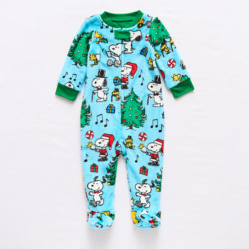 Baby Unisex Peanuts Snoopy Microfleece Long Sleeve Matching Family Footed Pajamas