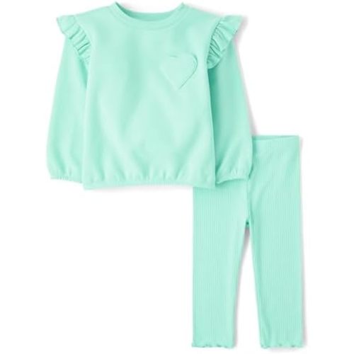 The Children's Place Baby Girls' And Toddler Long Sleeve Active Shirt and Pant, 2 Piece Outfit