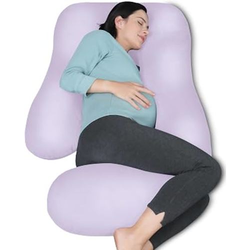 MOON PARK Pregnancy Pillows for Sleeping - U Shaped Full Body Maternity Pillow with Removable Cover - Support for Back, Legs, Belly, Hips - 57 Inch Pregnancy Pillow for Women - Purple