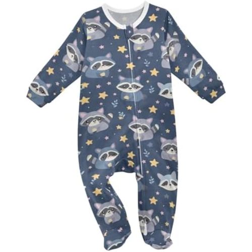 Baby One-Piece Footies Cute Shrimp Long Sleeve Footed Sleeper Pjs for Newborn 0-24 Months