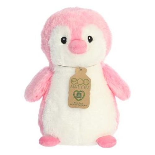 Aurora Medium Eco Hugs Penguin Eco Nation Responsibly Made Stuffed Animal Pink 11"