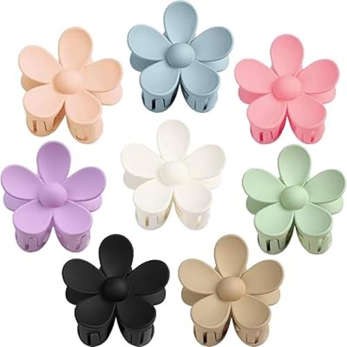 8PCS Flower Hair Clips, Large Claw Clips for Women Thick Thin Hair, Big Cute Matte Flower Hair Claw Clips for Women Girls Gifts 8 Colors