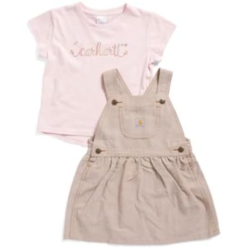 Carhartt Kid's CG9938 Short-Sleeve Bodysuit and Chambray Jumper Set - Girls