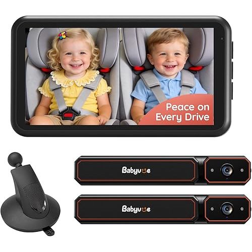 Babyvue BV6PRO Wireless Dual Car Camera Baby Monitor with Suction Cup Bracket