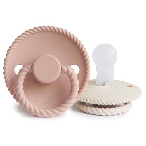 Frigg Rope SilkySoft Silicone Baby Pacifier | Made in Denmark | BPA-Free (Blush/Cream, 0-6 Months)