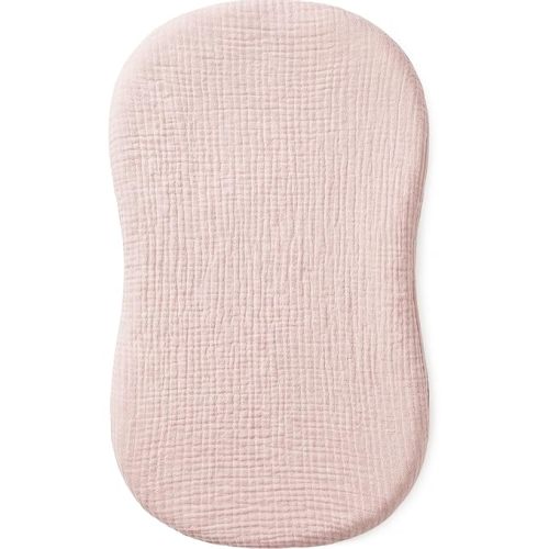 Muslin Bassinet Sheet Compatible with Halo BassiNest Swivel Sleeper - 100% Cotton Hourglass & Peanut Shape Mattress Pad Cover (30"x18"), Breathable & Soft, Boho (1 Pack Pink)
