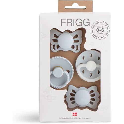 FRIGG ​​Baby's First Pacifier​ - Moonlight Sailing 4-Pack | Made in Denmark | BPA-Free (Powder Blue, 0-6 Months)
