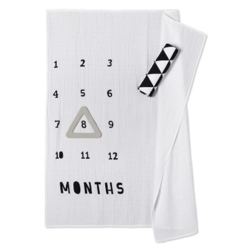 Muslin Blankets with Felt Frame Triangle - White/Black
