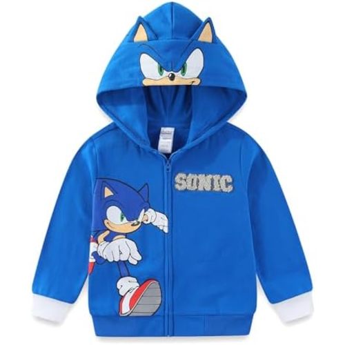 SEGA Sonic the Hedgehog Boys Fleece Zip Up Hoodie for Toddler and Big Kids