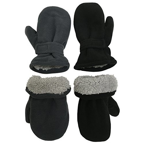 N'Ice Caps Baby Toddler Mittens Kids 2 Pairs Fleece Gloves Winter Warm Sherpa Lined
