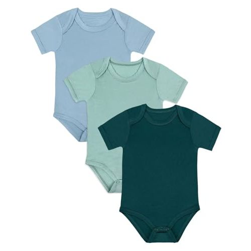 Ekkimy Bamboo Rayon Baby Bodysuit,Short Sleeve Bodysuits Solid Color Outfits for Infant Boys Girls Soft Clothes