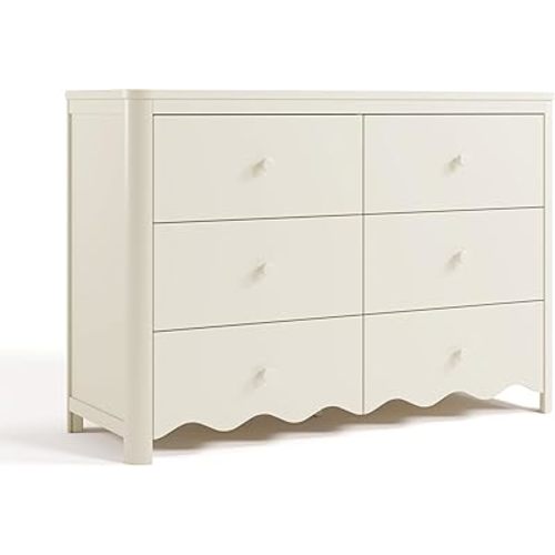 Storkcraft Casablanca 6 Drawer Dresser (Frosted Oat) – GREENGUARD Gold Certified, Nursery & Kids' Bedroom with Spacious Storage, Interlocking Drawer System, Easy Assembly with Pre-Installed Tracks
