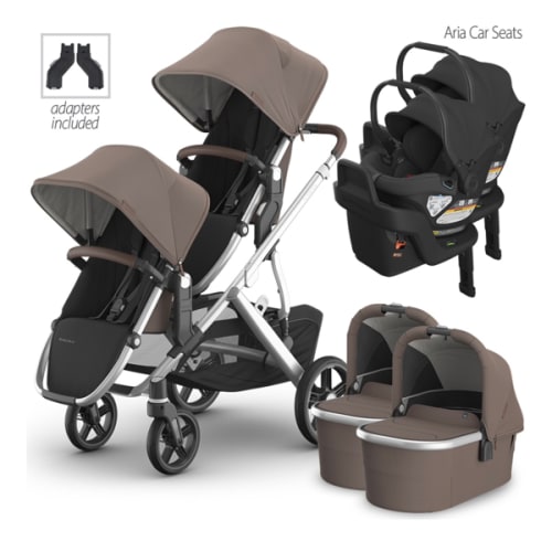 UPPAbaby Vista V3 Double Stroller for TWINS + 2 Bassinets + 2 Aria / Mesa V3 / Mesa V2 Car Seats Travel System