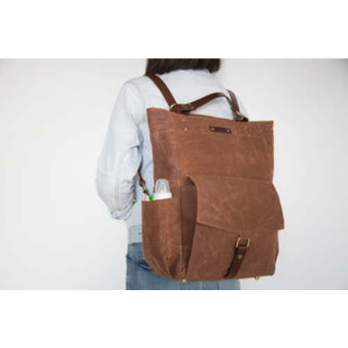 Convertible Diaper Backpack in Cinnamon Brown