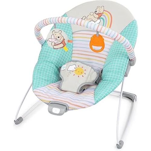 Disney Baby Winnie The Pooh Hunny Hues Bouncer by Bright Starts with Soothing Vibrations, Unisex, Newborn+