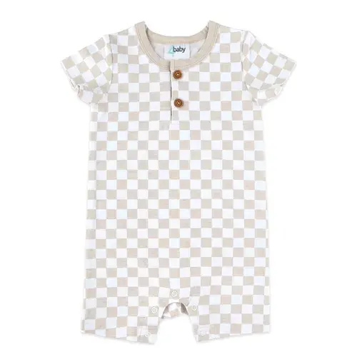 4Baby Romper Tan Check | Baby Bunting AU