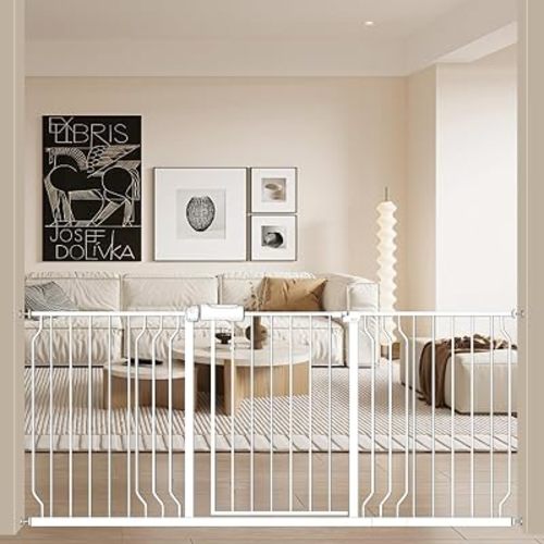 ALLAIBB Extra Wide 66.93-71.65" Pressure Mounted Baby Gate 30" Tall White