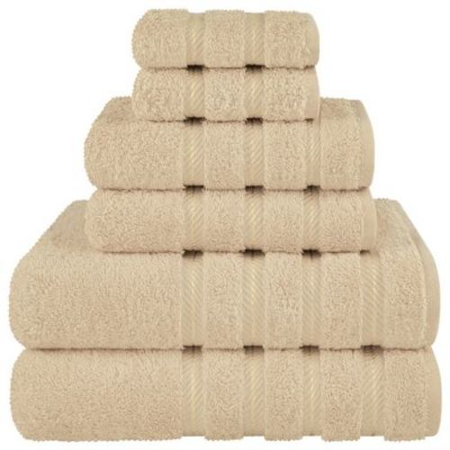 American Soft Linen Luxury Turkish 6 Piece Towel Set, 100% Cotton Soft Absorbent Bath Towels for Bathroom