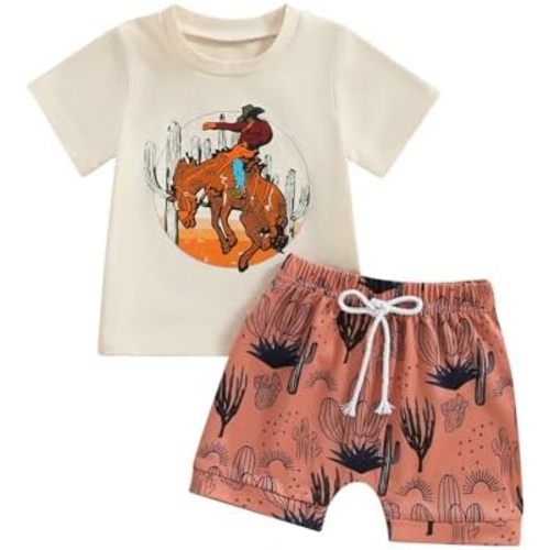 Rtnnsbbfcm Western Baby Boy Clothes Farm Cow Print T Shirt Casual Shorts Set Cute Toddler Summer Outfits