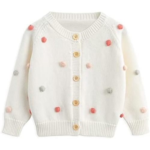 Simplee kids Baby Sweater Cardigan Jacquard Cable-Knit Spring Coat Long Sleeve Cardigan for Baby Girl