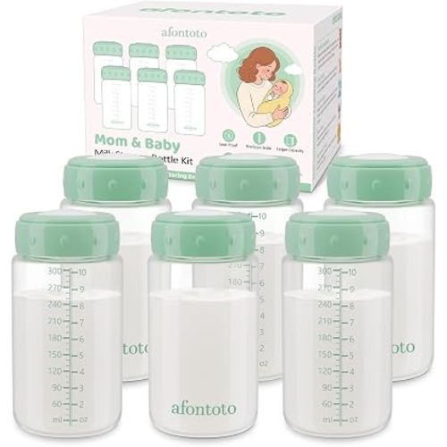 6PCS Breastmilk Storage Bottle, BPA Free Wide-Neck Spectra Bottles for Pumping, Storage Collection Baby Bottles for Fridge & Momcozy Breast Milk Cooler, Breastfeeding Bottle, 10 oz