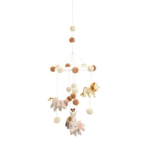 Crane Baby Handcrafted Ceiling Hanging - Kendi Animals: Cotton, Attaches to Ceiling, Animal Icon Pattern, Non-Powered