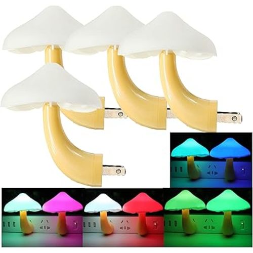AUSAYE 4 Pack Plug in Night Light Sensor Light, Color Changing Mushroom Light LED Nightlights for Kids, Adults, Bedroom, Bathroom,Hallway, Stairs, Kitchen