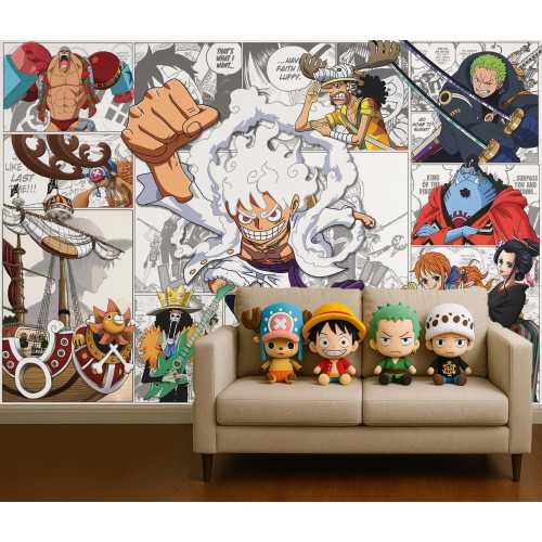 One Piece Wall Decal Japan Anime Wallpaper japanese Manga Wall Sticker Japan comic Wall Mural One Piece Wall Art For Boy Room Kid Room Decor
