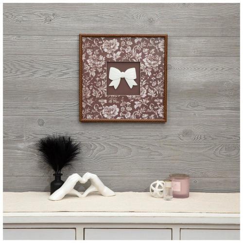 White Bow & Brown Framed Wall Decor