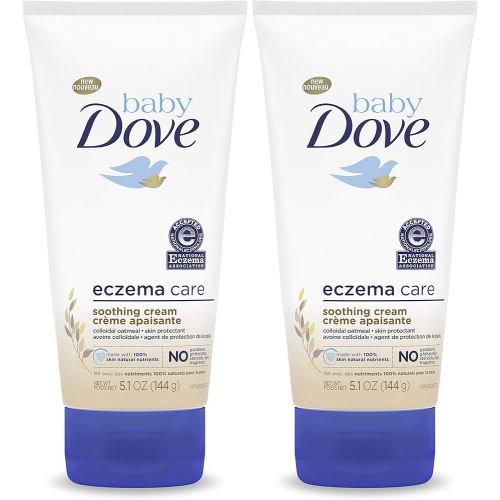 Baby Dove Soothing-Cream To Soothe Delicate Baby Skin Eczema Care No Artificial Perfume or Color, Paraben Free, Phthalate Free 5.1 oz (Pack of 2)