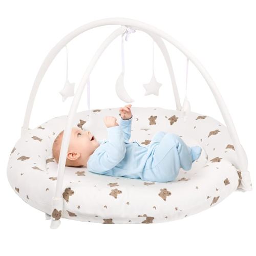Beright Baby Gym, Baby Play Gym with Movable and Detachable Hoops, Activity Center with Hanging Out Toys in Shape of a Moon and Stars, Perfect Newborn Toys, Bear