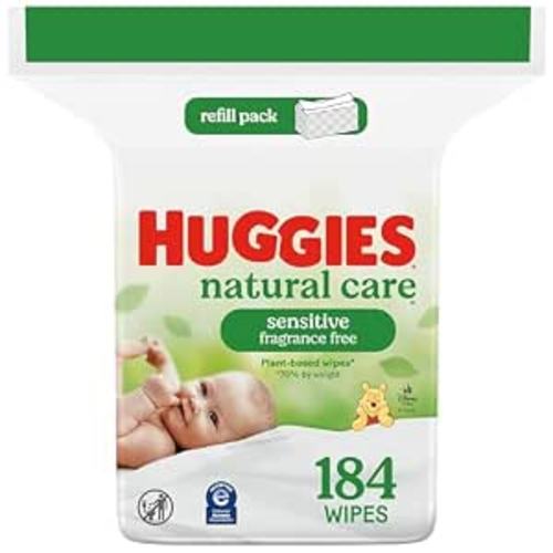 Huggies Natural Care Sensitive Baby Wipes, Unscented, 1 Refill, 184 Wipes
