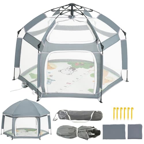 Baby Playpen with Mat - Play Pen for Babies and Toddlers with Balls - Playards with Mat and Accessories - Sport Playpen - Discover Your Child's Talents