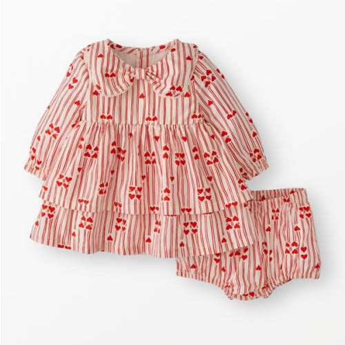 Baby Long Sleeve Poplin Bow Collar Dress & Bloomers Set