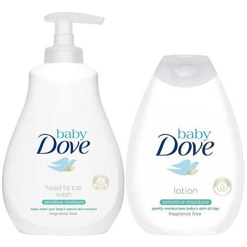 Baby Dove Sensitive Moisture Bundle: Tip to Toe Wash and Lotion, 13 Ounce Each