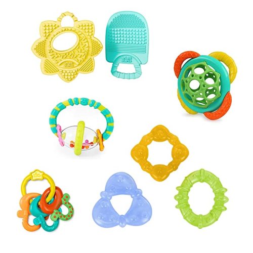 Bright Starts Teeth Relief 8pc Gift Set - BPA-Free Baby Teethers, Refrigerated Teething Toys, Unisex, 3 Months+ - 8-Piece Gift Set