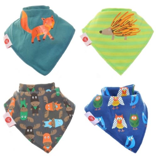 Zippy Fun Bandana Bibs (4-Pack)- Woodland Animals 